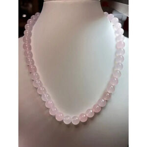 Rose quartz beaded necklace with sterling silver clasp